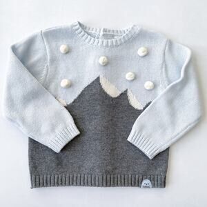 NWOT Unisex Boboli Light Blue Mountain Snow Sweater Size 9 Months
